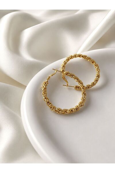 GONESSA Shiny Serrated Classic Hoop Gold Earrings