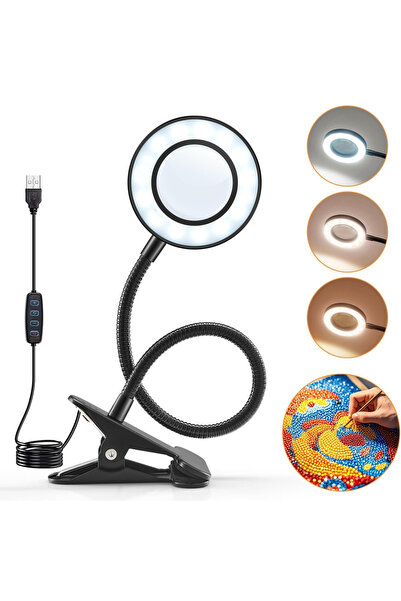 algoshop Lupă de masă cu diametrul de 110mm, cu iluminare LED, reglabilă, lam...