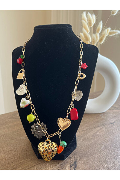 Büyük Hanım Heart Colorful Charm Style Metal Necklace