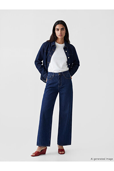 LC Waikiki Shirt Collar Oversize Women's Jean Jacket