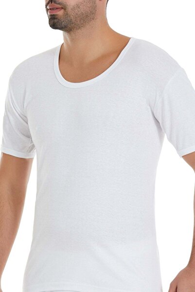 YILDIZ Ribana Crew Neck Men's T-Shirt, White, 100% Cotton, 3-Pack