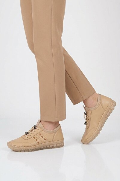 Voyager Beige Genuine Leather Women's Casual Shoes Z510 Z
