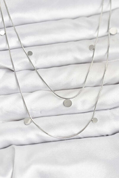 ALKASAZ 316L Steel Chain Silver Color Sequin Women's Necklace