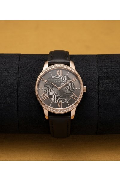 Formotion Siyah Hakiki Deri Kristal Taşlı Kadın Kol Saati Rose Gold B01209A