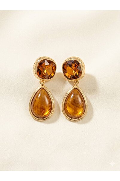 Kahve Gold Sallantılı Küpe