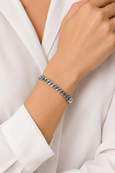 Balenbi Jewelry Women's Silver Color Thick Gourmet Chain Non-Tarnish Steel Br...