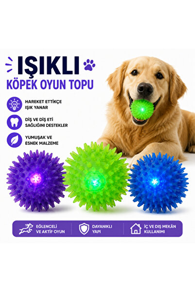 DoruCO Işıklı Dikenli Köpek Oyun Topu – Renkli ve Eğlenceli Oyuncak