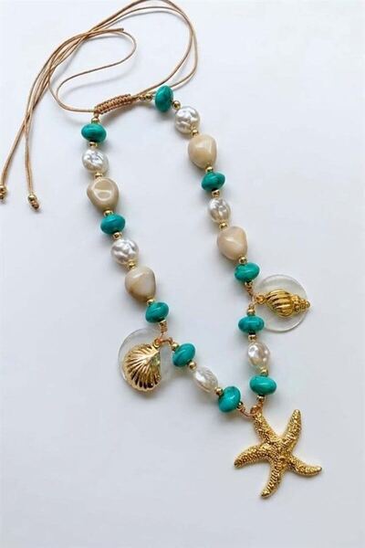 Generic Brand Beaded Starfish Necklace - Turquoise Xtd