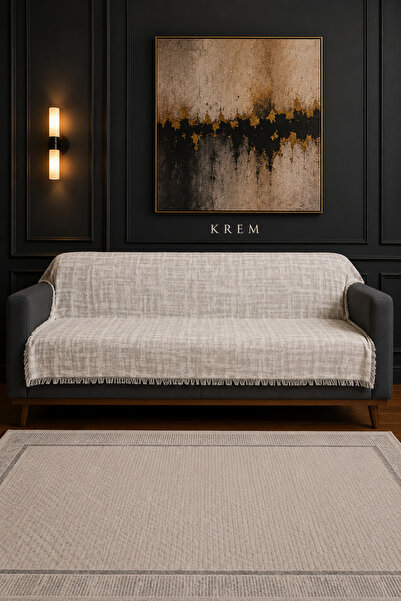 Hig Store Higliving Modern Dokuma Desen Premium Koltuk Örtüsü / Saçaklı Kanep...
