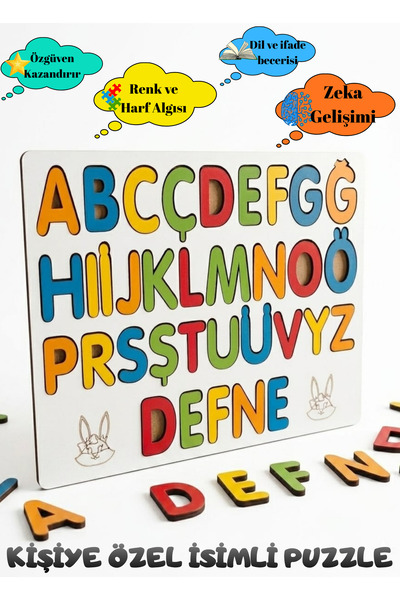 bigimeksley grup Kişiye Özel Ahşap Alfabe Puzzle | Adımı Ögreniyorum (32x27,5...
