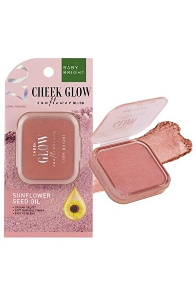 BABY BRIGH Cheek Glow Sunflower Blusher, Coral Paradise #07, with a creamy ve...