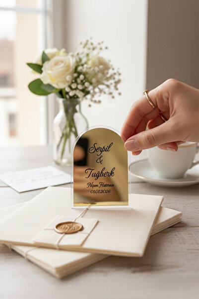 Hediyelen (15Adet) Söz-Nişan-Nikah Hediyesi Gold Aynalı Magnet