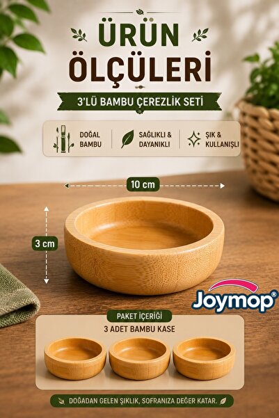 JOYMOP 3-Piece Bamboo Snack Bowl, Sauce Bowl and Jam Bowl Set – Natural Woode...