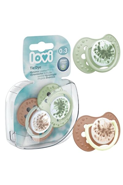 LOVI Set de 2 suzete, Lovi, Tie Dye, 0-3 luni, Silicon, Verde