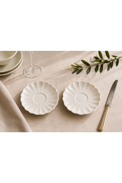 Kütahya Porselen Bone Luz Tea Plate 11.50cm Cream 2-Pack
