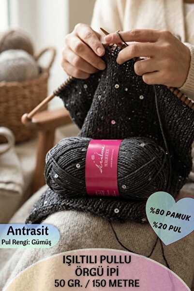 Dantelux Sparkling Sequin Knitting Yarn (80% Cotton - 20% Metallic Sequins) 5...