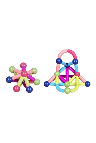 DAMUR Blocuri magnetice de construcție pentru copii, set multicolor din 138 d...