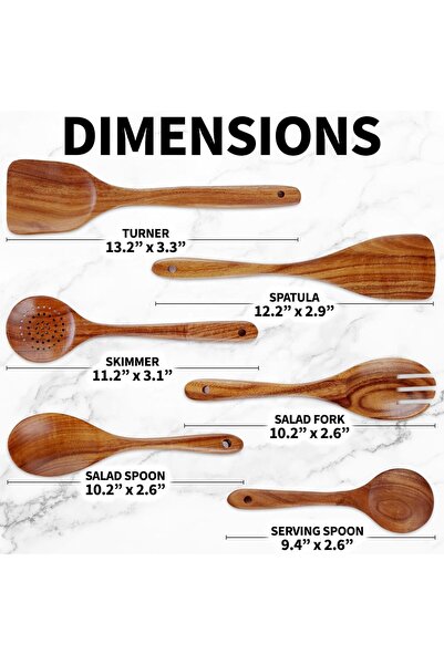 Generic 6-Piece Teak Wooden Cooking Utensil Set – Non-Stick Safe Kitchen Spoo...