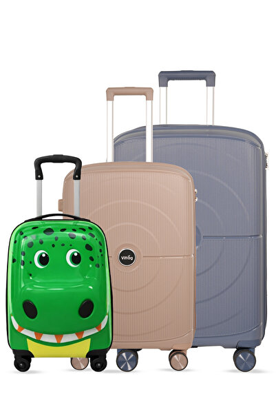 Vittag Premium Family Travel 3-Piece Luggage Set – 24, 28 Inch PP Hard Shell ...