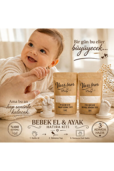 Vass Bros Yenidoğan Bebek El Ayak Heykel Kalıp Alma Kiti, 3d Aljinat Kalıp, H...