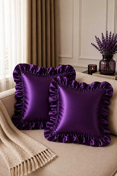 Deko Dekor 2-Piece Ruffled 45X45 Decorative Throw Pillow Cover 100% Cotton Sa...
