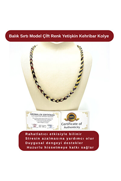 YILDIZ DOĞAL TAŞ Certified Fish Back Model Double Color Adult Amber Necklace ...