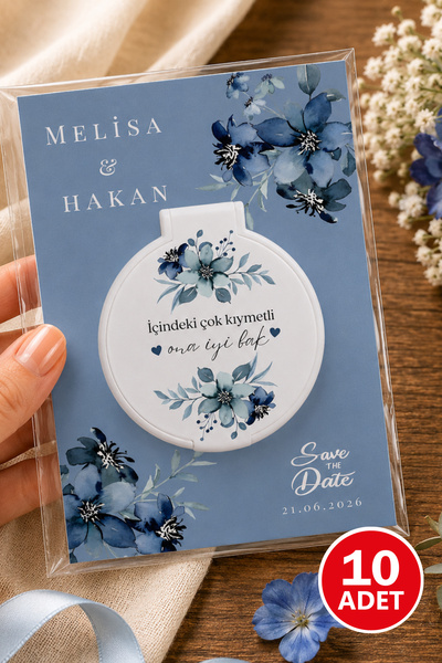 Kreadecor Kişiye Özel Kapaklı Cep Aynası Söz Nişan Nikah Hediyeliği – Kartlı ...