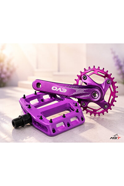 Evo MTB TEKLİ RENKLİ AYNAKOL 34T KAREMİL + ÇİVİLİ PLATFORM PEDAL