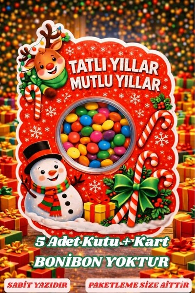 Emtory Home 5 Adet Tatlı Yıllar Mutlu Yıllar Kutusu Yılbaşı Hediyesi - Özel T...