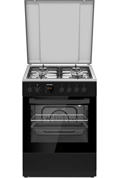 Heinner HFSC-S66FDCC-IBK Aragaz combinat de 60cm, 4 arzătoare pe gaz, cuptor ...