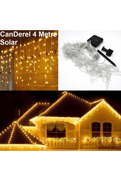 Canderel Solar Perde Led Işık Sarı Gün Işığı 4 Metre 50x60x70 Saçak Gün Işığı...