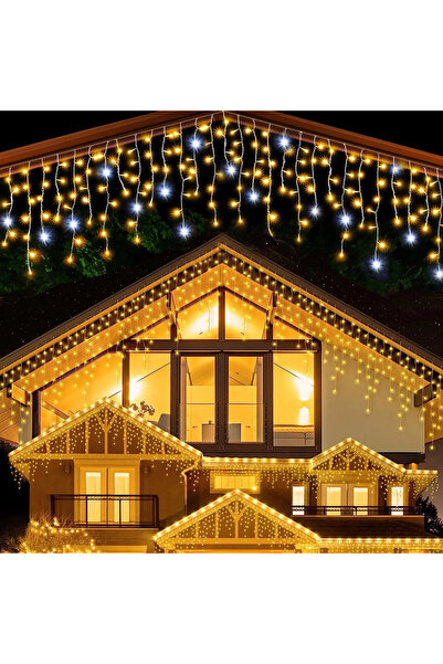 ORVİCA Beyaz ÇAKARLI Sarı Led Işık Sarkıt Efekt Modlu 4 Metre Power Led 16 Sa...