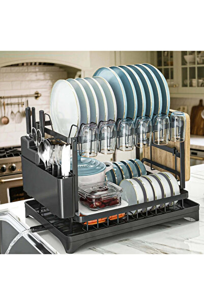 Vivendo Scurgator vase, design auto-draining, organizator compact, negru, 42x...