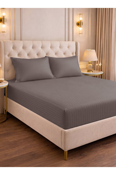 PARRY LIFE Luxury Hotel Stripe Fitted Sheet Set, 3 Piece King Size Bed Sheet ...