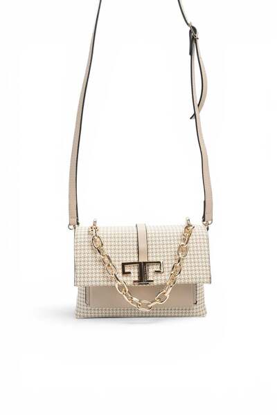 Silver Polo Sand - Sand Beige Houndstooth Plaid Women's Crossbody Bag Sp1148