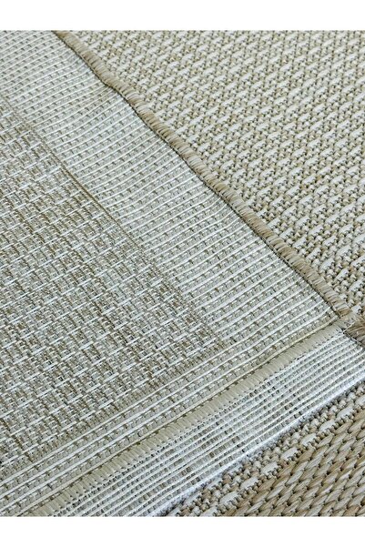 MBA Bej-Krem 459 Jüt Tabanlı Modern Dokuma Kilim Sisal Hasır Halı