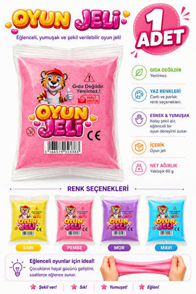 Emrah Gültekin Oyun Jeli Slime 1 Adet Renkli Esnek Yumuşak Eğlenceli Çocuk Oy...