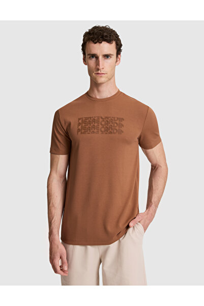Pierre Cardin Açık Kahverengi Regular Fit Bisiklet Yaka Tişört 50321063-VR002