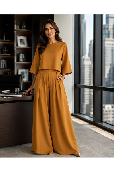 N-A Butterfly sleeve top and Wide pants set
