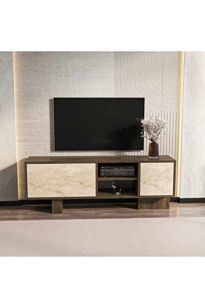 Decorotika MONACO TV ÜNİTESİ CEVİZ TRAVERTEN
