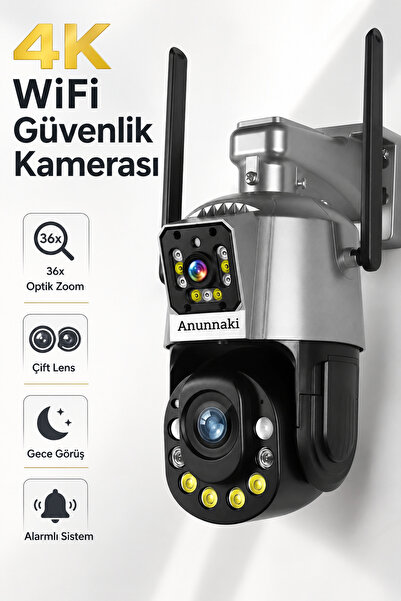Anunnaki 4K 6MP WiFi Güvenlik Kamerası 36x Optik Zoom Çift Lens Gece Görüşlü ...