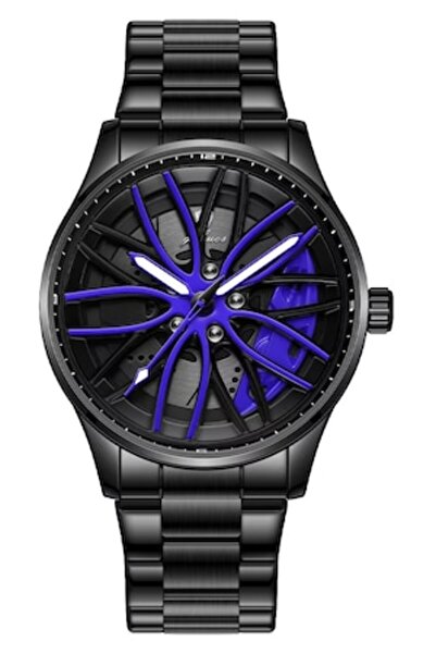 Gohuos Ceas bărbătesc 8901 Luxury Car Wheel, Cuarț, Luminos, Rezistent la apă...