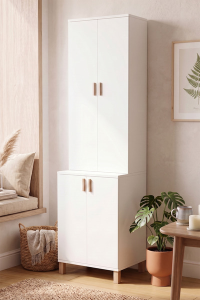 Yurudesign Oslo 45 cm Derinlik 4 Kapaklı Dar Alan Çok Amaçlı Mutfak Kiler Erz...