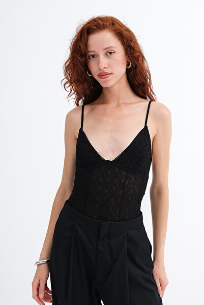 Addax Ayarlanabilir Askılı Dantelli Bodysuit Z18469