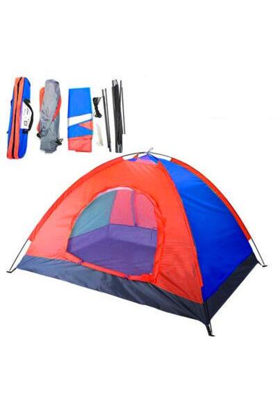 Vivendo Cort camping 2-6 persoane cu plasa pentru insecte rosu/albastru