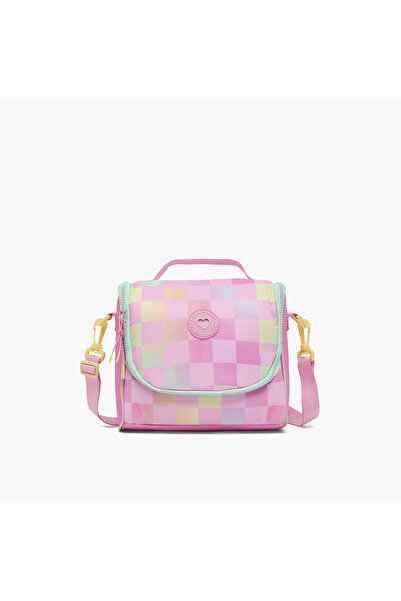 Marshmallow Checked Lunch Bag for Girls 8-13 Years with Detachable Strap
