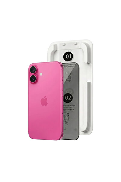 MagicBox iPhone 16 / 15 Premium Tempered Glass Aparatlı Ekran Koruyucu - Privacy