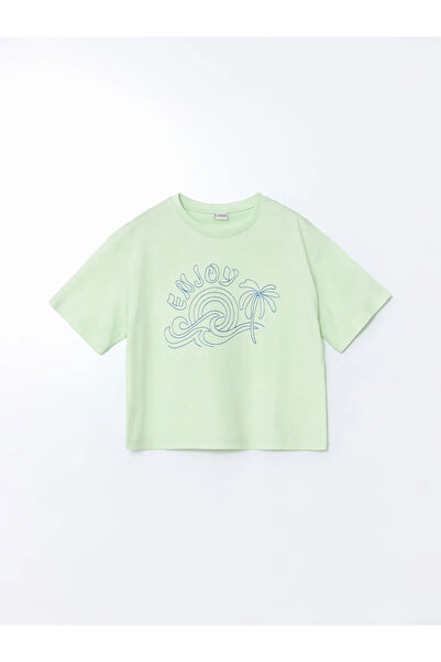 LC Waikiki Green Crew Neck Girl's T-Shirt
