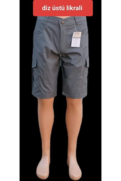 BeyzDenim Gray Ripsstop Lycra Over-The-Knee Shorts Cargo Oversized Plus Size ...