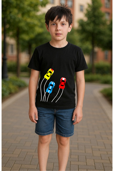 Windy Island Tricou cu mânecă scurtă pentru băieți, cu imprimeu „Cars”, 100% ...